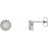 14K White Gold 6 mm Natural White Opal Earrings