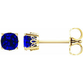 14K Yellow Gold 6x6 mm Cushion Lab-Grown Blue Sapphire Earrings