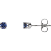 14K White Gold Lab-Grown Blue Sapphire Youth Earrings
