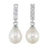 Silver White & Pearl 1 1/2Ctw Earring