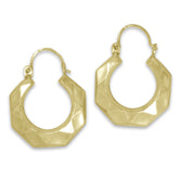 Bright finish New Orleans yellow gold hoops in 5 different sizes.