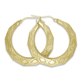 Faceted finish New Orleans yellow gold hoops in 5 different sizes.