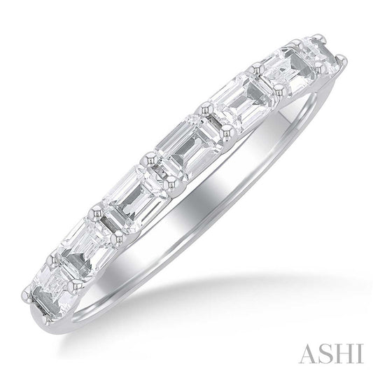 1 ctw East-West Emerald Cut Diamond Fashion Ring in 14K White Gold