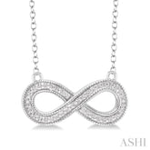1/50 Ctw Single Cut Diamond Infinity Pendant in Sterling Silver with Chain