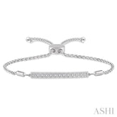 1/20 Ctw Horizontal Bar Round Cut Diamond Sterling Silver Lariat Bracelet