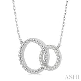 1/10 Ctw Interlocking Twin Circles Round Cut Diamond Pendant With Chain in 10K White Gold