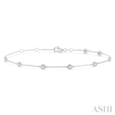 1/2 Ctw Circular Mount Round Cut Diamond Station Bracelet in 14K White Gold