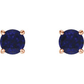 14K Rose Gold 5 mm Lab-Grown Blue Sapphire Earrings