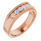 14K Rose 1/3 CTW Natural Diamond Milgrain Band