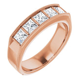 14K Rose 1 3/8 CTW Natural Diamond Milgrain Band