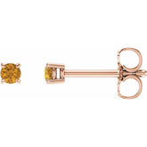 14K Rose Gold 2.5 mm Natural Citrine Earrings