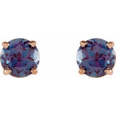 14K Rose Gold 5 mm Lab-Grown Alexandrite Earrings