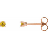 14K Rose Gold 2.5 mm Natural Yellow Sapphire Earrings