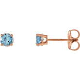14K Rose Gold 4 mm Natural Aquamarine Earrings
