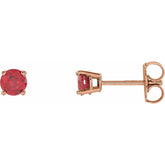 14K Rose Gold 4 mm Natural Ruby Earrings