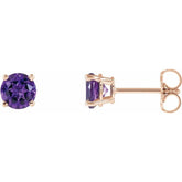 14K Rose Gold 5 mm Natural Amethyst Earrings
