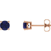 14K Rose Gold 5 mm Natural Blue Sapphire Earrings
