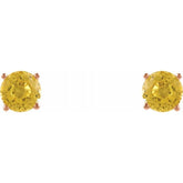 14K Rose Gold 5 mm Natural Yellow Sapphire Earrings