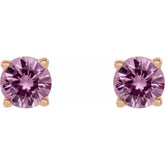 14K Rose Gold 2.5 mm Natural Pink Sapphire Earrings