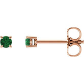 14K Rose Gold 2.5 mm Natural Emerald Earrings