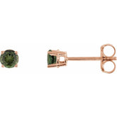 14K Rose Gold 3 mm Natural Green Tourmaline Earrings