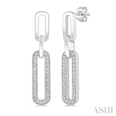 1/10 Ctw Round Cut Diamond Paperclip Earrings in Sterling Silver