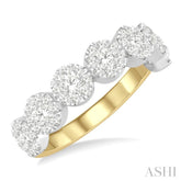 1 Ctw Jointed Circular Mount Lovebright Diamond Cluster Band in 14K Yellow and White Gold