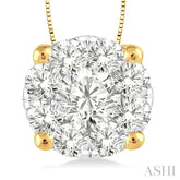 1/3 Ctw Lovebright Round Cut Diamond Pendant in 14K Yellow and White Gold with Chain