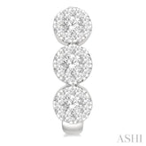 7/8 Ctw Lovebright Round Cut Diamond Half Hoop Earring in 14K White Gold