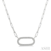 1/10 Ctw Round Cut Diamond Paperclip Pendant With Chain in Sterling Silver