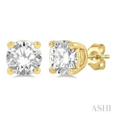 1 Ctw Round Cut Diamond Stud Earrings in 14K Yellow Gold