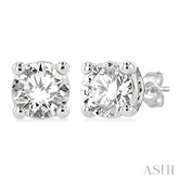 5/8 Ctw Round Cut Diamond Stud Earrings in 14K White Gold