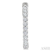 1 Ctw Inside-Out Round Cut Diamond Hoop Earrings in 14K White Gold