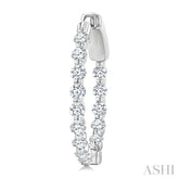 1 Ctw Inside-Out Single Prong Set Round Cut Diamond Hoop Earrings in 14K White Gold