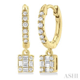 1/3 Ctw Petite Square Shape Fusion Diamond Fashion Huggies in 10K Yellow Gold