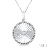 1/20 Ctw Round fluted medallion Round Cut Diamond Pirouette Pendant With Chain in Sterling Silver