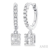 1/3 Ctw Petite Square Shape Fusion Diamond Fashion Huggies in 10K White Gold