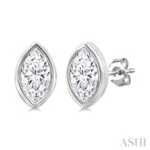 1/5 Ctw Petite Bezel Set Marquise Cut Diamond Fashion Stud Earring in 10K White Gold