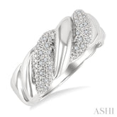 1/10 Ctw Bold Ribbed Swirl Round Cut Diamond Pirouette Bold Fashion Band in Sterling Silver