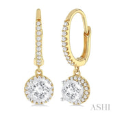 4 MM White Topaz and 1/5 Ctw Round Cut Diamond Semi-Precious Fashion Hoop Earrings in 14K Yellow and White Gold