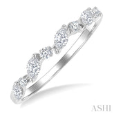 3/8 Ctw Wave Pattern Scatter Marquise and Round Cut Diamond Fashion Band in 14K White Gold