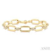 1 1/10 Ctw Round Cut Diamond Paperclip Link Aeris Gold Fashion Bracelet in 14K Yellow Gold