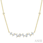 1 Ctw Mixed Diamond Cut Fashion Station Necklace in 14K White Gold
