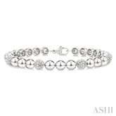 6 MM Bold Bead and 1/5 Ctw Round Cut Bead Bijoux Diamond Fashion Bracelet in Sterling Silver