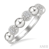 4 MM Bold Bead and 1/20 Ctw Round Cut Bead Bijoux Diamond Fashion Ring in Sterling Silver