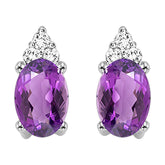 10Kt White Gold Diamond 1/25Ctw & Amethyst 3/8Ctw Earring