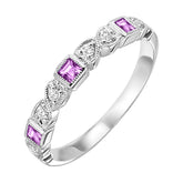 10Kt White Gold Diamond 1/12Ctw & Pink Sapphire 1/6Ctw Ring