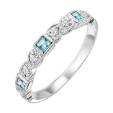 10Kt White Gold Diamond 1/12Ctw & Blue Topaz 1/7Ctw Ring