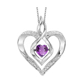 Silver Diamond 1/50Ctw & Created-Amethyst 1/4Ctw Pendant