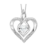 Silver Diamond 1/50Ctw & Createdwhite Topaz 1/4Ctw Pendant